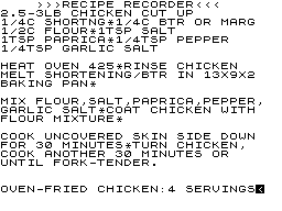 Recipe recorder screenshot