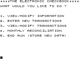 The Electronic Checkbook screenshot